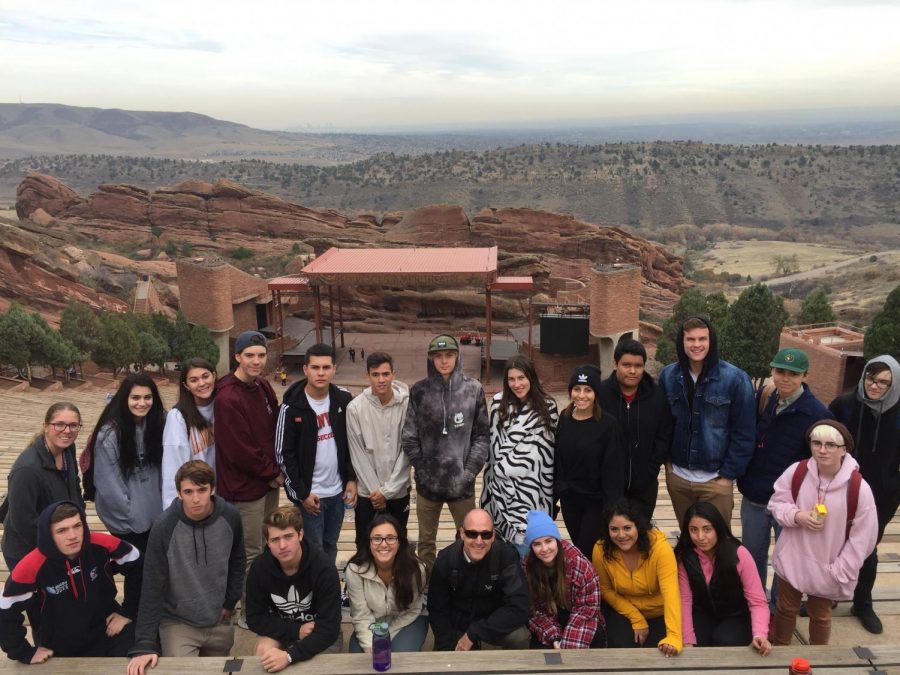 BHS+Geology+students+gather+for+lunch+at+Red+Rocks+Amphitheater+to+study+the+geology+of+the+amphitheater+comprised+of+a+300+million+year+old+rock+formation+%28fountain+formation%29+that+has+been+uplifted+from+depths+as+deep+as+10%2C000+feet+below.