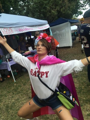 Gigi, a sophomore at Boulder High and GSA member, poses for a photo at Pridefest.