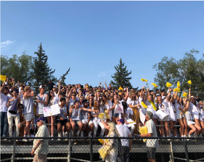 A photo of the Boulder High student section of the bleachers from the Boulder Fairview game on August 29th.