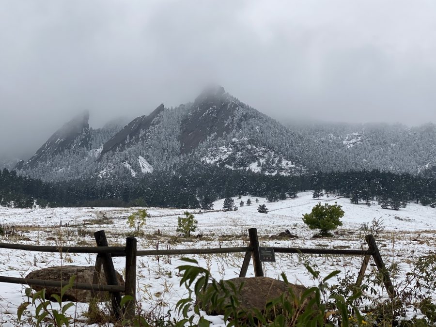 The+iconic+Flatirons+typically+look+this+frozen+in+December.+Boulder+residents+are+marveling+at+this+sight+early+this+year.+