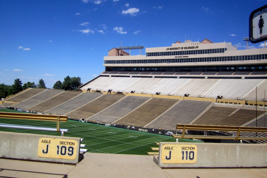 Despite+the+beginning+of+a+new+school+year+and+students+back+on+campus%2C+Folsom+Field+will+remain+quiet+with+out+the+cheering+of+fans+this+year.