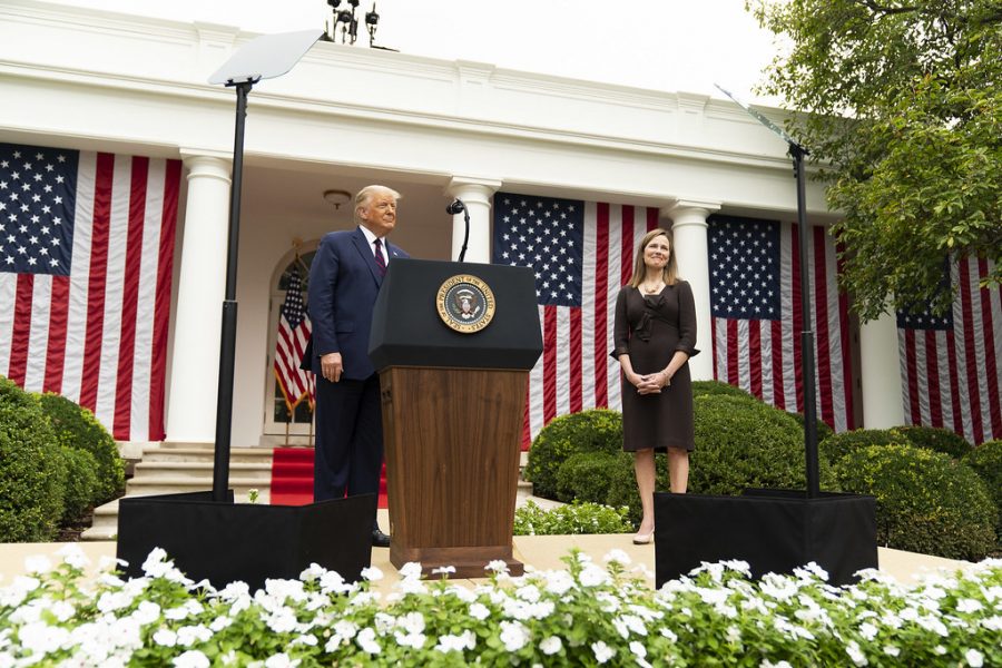 President Trump with his Supreme Court Justice pick, Amy Coney Barret, who will replace the late Justice, Ruth Bader Ginsburg.