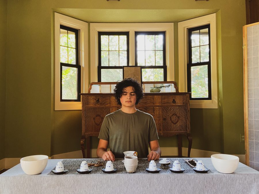 Grady Clark sits silently as he waits for the water to boil.