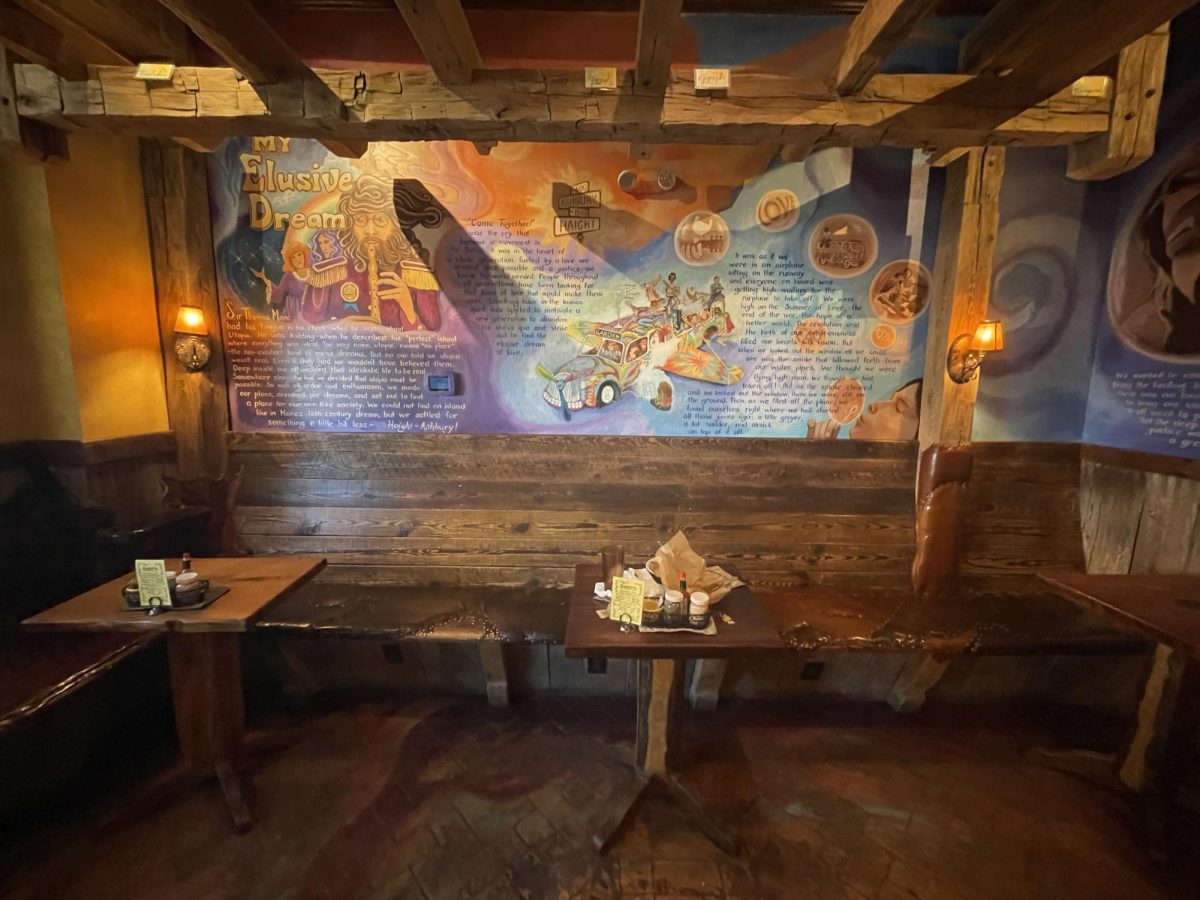 The seemingly normal, hippy inspired murals in the Yellow Deli reveal religious texts and founding ideals for the Twelve Tribes religious group.