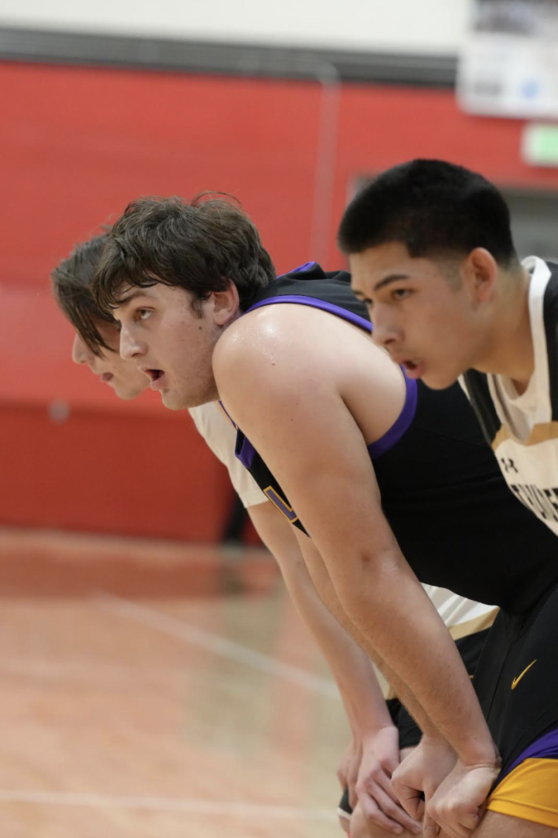 An exhausted Kyle Blauch, hard at work in the boys basketball game against Prairie View high school where the panthers walked away with a 84-40 win. Blauch put up 24 points this game, the most of any player from either team.