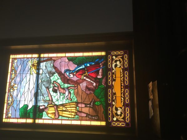 One of the many stained glass windows that adorn the east wall of the 100F Boulder Chapter. These windows can be seen from the street at 16th and Pearl. 