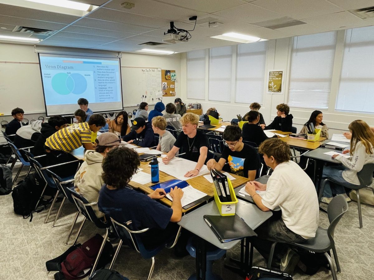 Although this tight desk arrangment impairs Ace Engelman’s abilty to work one on one with thier students, it is the only way they can fit 38 students into thier classroom.